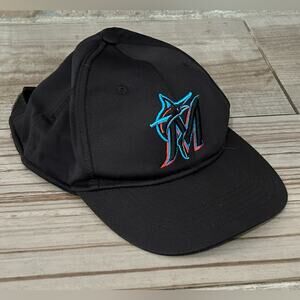 TeamMLB Marlins youth size baseball hat cap black blue team sports